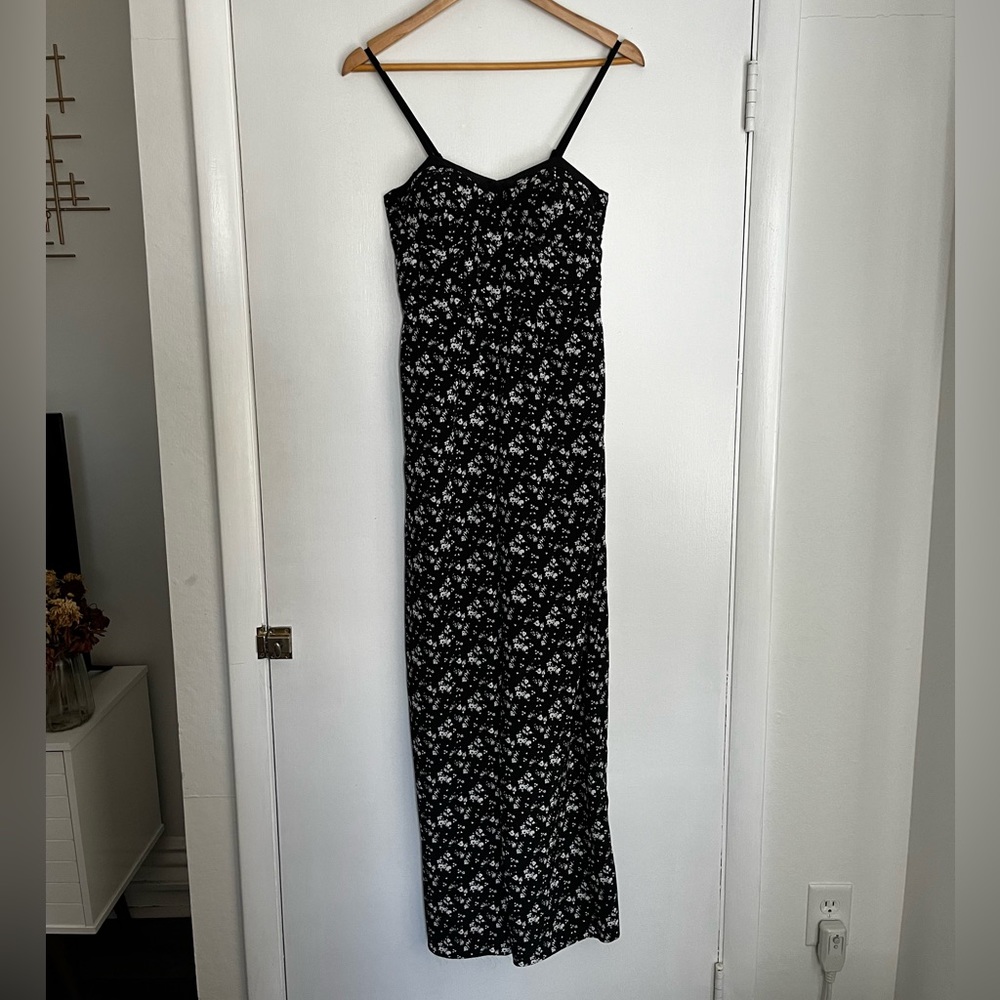 Xhilaration black and white floral jumpsuit